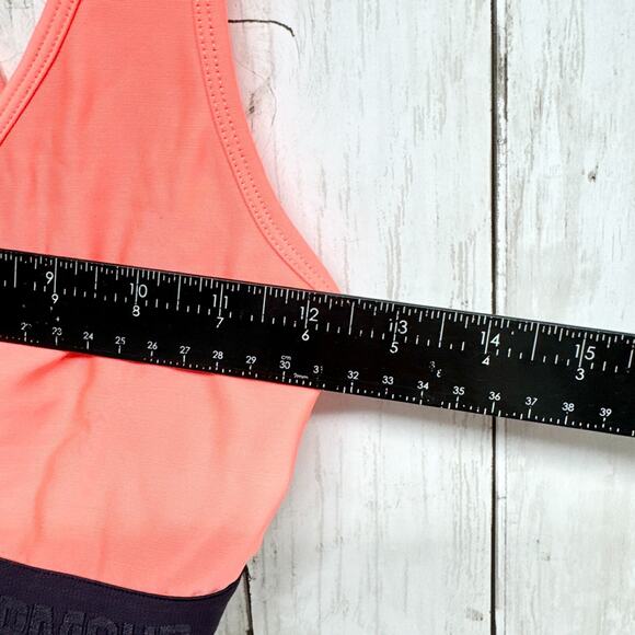 Under Amour Women Coral Racerback Black Elastic Cinch Band Athletic Gym Workout - Picture 2 of 3